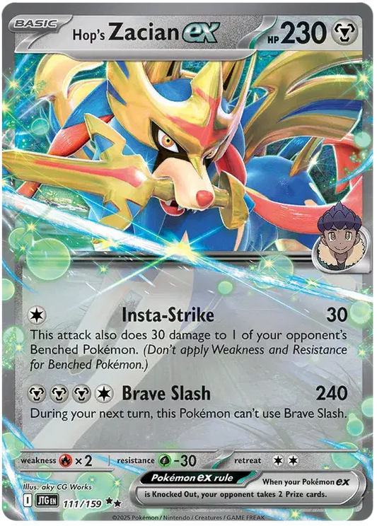 Near Mint 2025 Pokémon Hop's Zacian ex – Journey Together #111/159 | Basic Metal-Type TCG Card