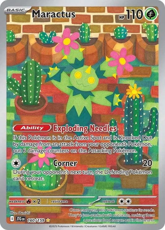 Near Mint 2025 Maractus Illustration Rare – Journey Together #160/159 | Basic Grass-Type TCG Card