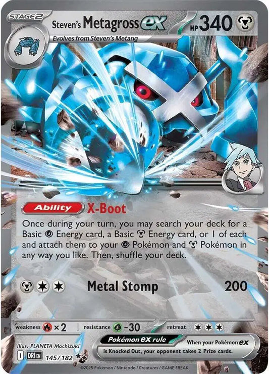 Near Mint 2025 Pokémon Steven's Metagross ex – Destined Rivals #145/182