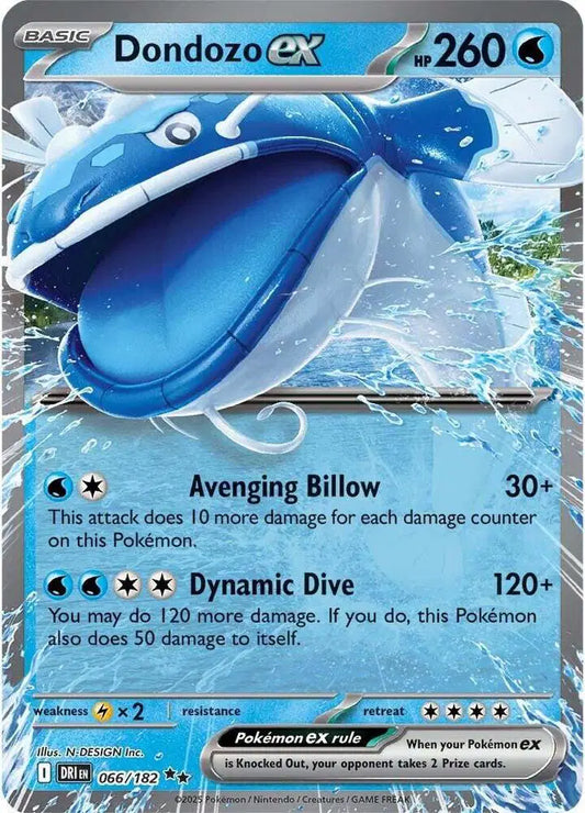 Near Mint 2025 Pokemon Dondozo ex– Destined Rivals #066/182