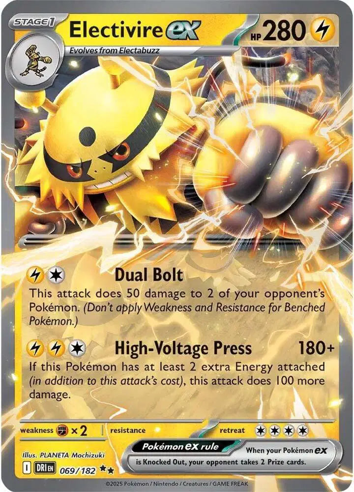 Near Mint 2025 Pokémon Electivire ex – Destined Rivals #069/182
