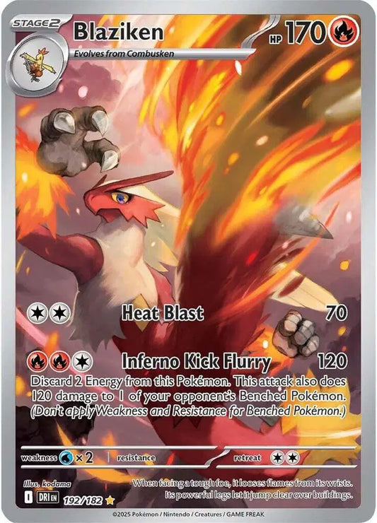 Near Mint 2025 Pokémon Blaziken Illustration Rare – Destined Rivals #192/182