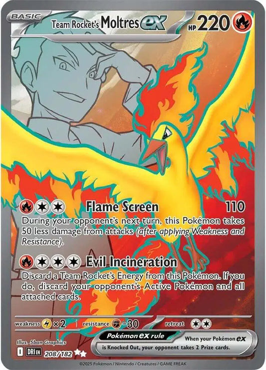 Near Mint 2025 Pokemon Team Rocket's Moltres ex Ultra Rare  –  Destined Rivals #208/182