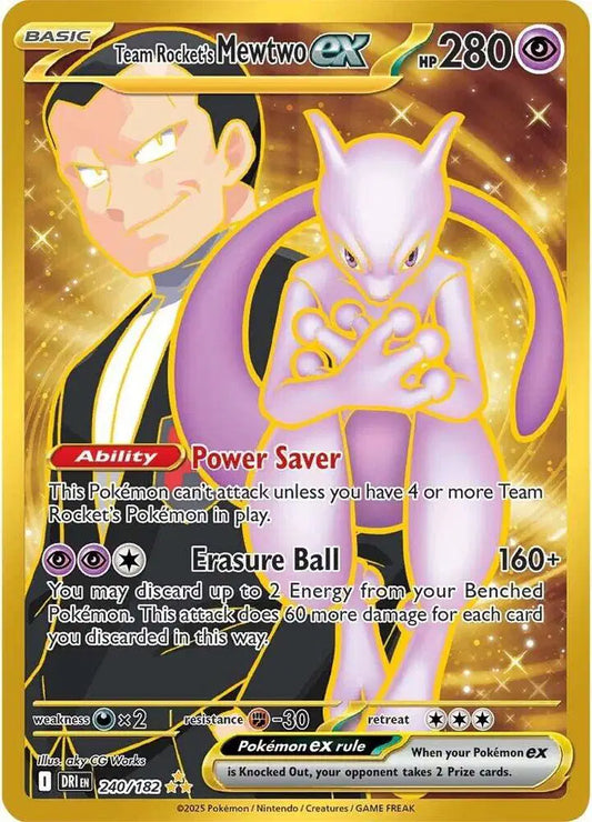 Near Mint 2025 Pokémon Team Rocket's Mewtwo ex Hyper Rare – Destined Rivals #240/182