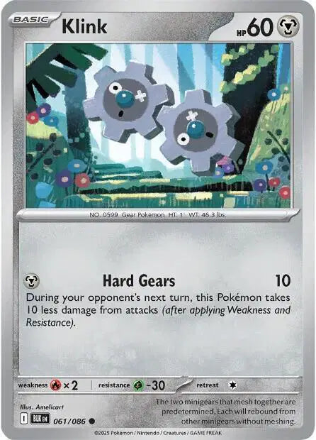 Near Mint 2025 Pokemon Klink - Black Bolt #061/086