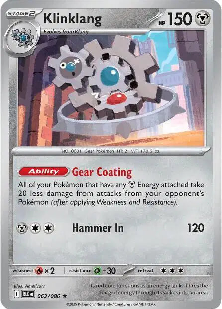 Near Mint 2025 Pokemon Klinklang Holofoil- Black Bolt #063/086