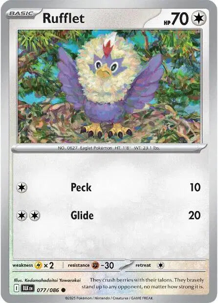 Near Mint 2025 Pokemon Rufflet - Black Bolt #077/086