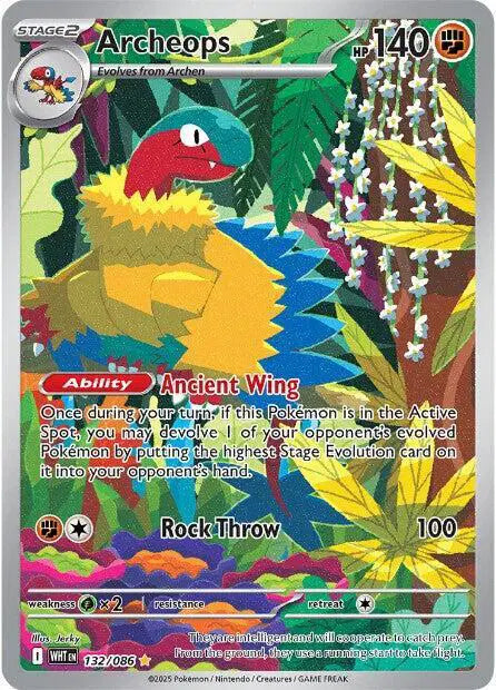 Near Mint 2025 Pokemon Archeops Illustration Rare – White Flare #132/086