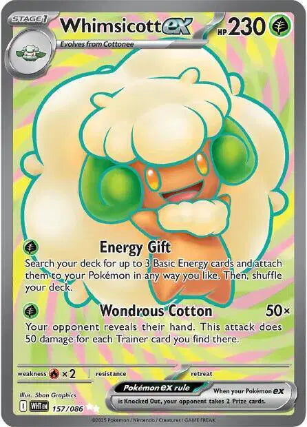 Near Mint 2025 Whimsicott ex Ultra Rare – White Flare #157/086