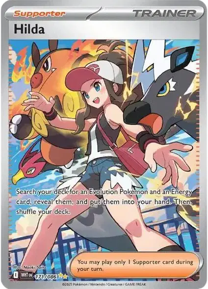 Near Mint 2025 Pokemon Hilda Special Illustration Rare – White Flare #171/086