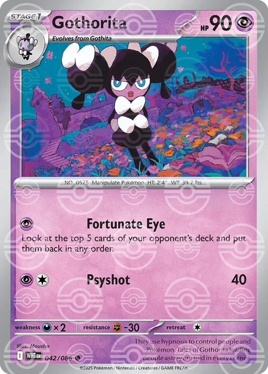 Near Mint 2025 Pokémon Gothorita (Poké Ball Pattern) – White Flare #042/086