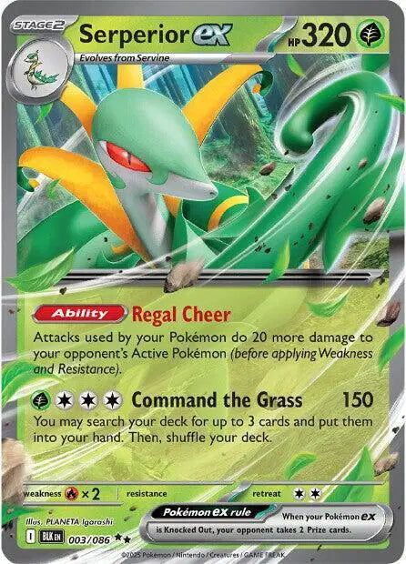 Near Mint 2025 Pokémon Serperior ex – Black Bolt #003/086 | Basic Grass-Type TCG Card