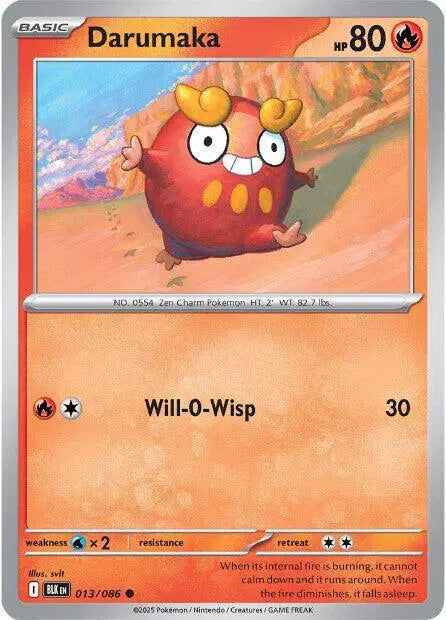 Near Mint 2025 Pokemon Darumaka - Black Bolt #013/086