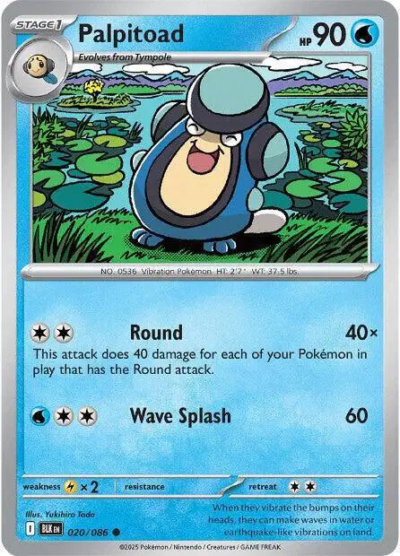 Near Mint 2025 Pokemon Palpitoad - Black Bolt #020/086