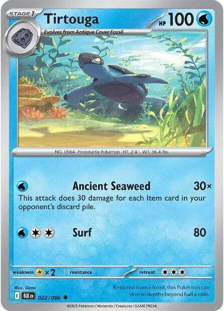 Near Mint 2025 Pokemon Tirtouga Reverse Holofoil - Black Bolt #022/086