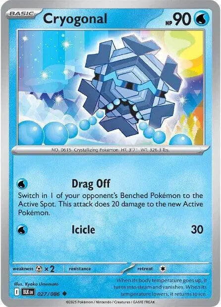 Near Mint 2025 Pokemon Cryogonal - Black Bolt #027/086