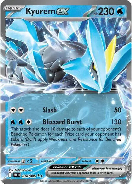 Near Mint 2025 Pokemon Kyurem ex – Black Bolt #028/086