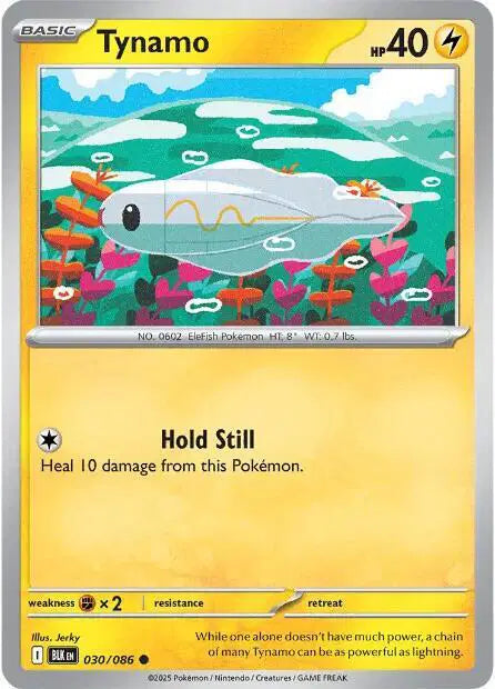 Near Mint 2025 Pokemon Tynamo Reverse Holo - Black Bolt #030/086