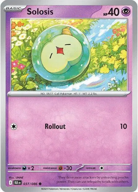 Near Mint 2025 Pokemon Solosis Reverse Holo - Black Bolt #037/086
