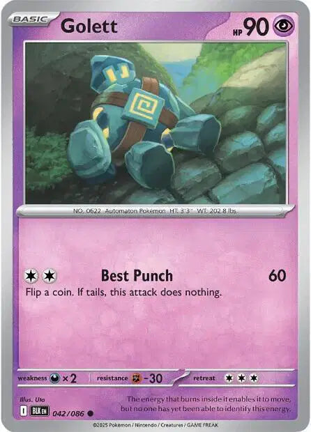 Near Mint 2025 Pokemon Golett - Black Bolt #042/086