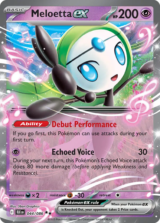 Near Mint 2025 Pokemon Meloetta ex – Black Bolt #044/086