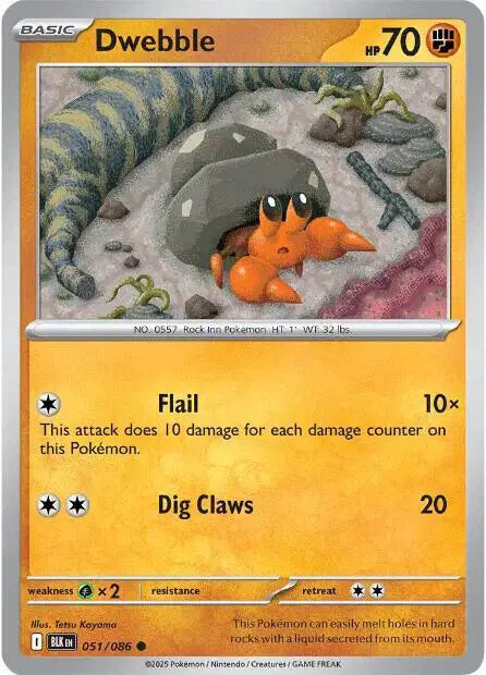 Near Mint 2025 Pokemon Dwebble - Black Bolt #051/086