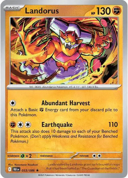 Near Mint 2025 Pokemon Landorus Holo - Black Bolt #053/086