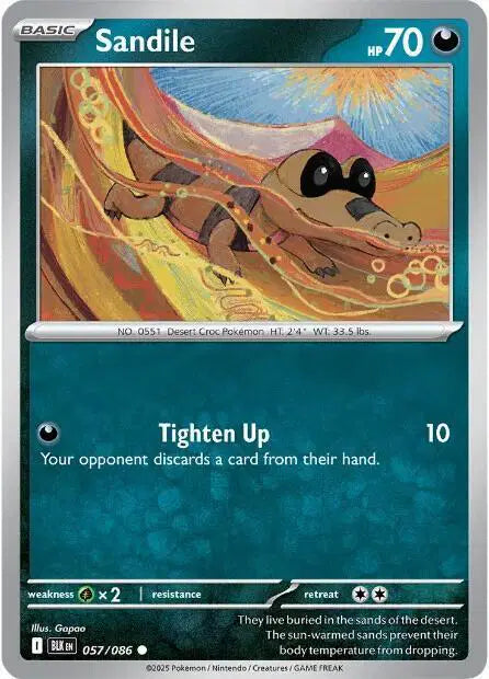 Near Mint 2025 Pokemon Sandile - Black Bolt #057/086
