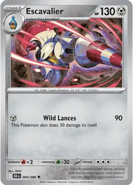 Near Mint 2025 Pokemon Escavalier - Black Bolt #060/086