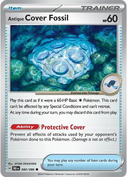 Near Mint 2025 Pokemon Antique Cover Fossil - Black Bolt #080/086