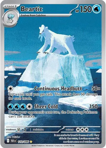 Near Mint 2025 Pokemon Beartic Illustration Rare – Black Bolt #110/186