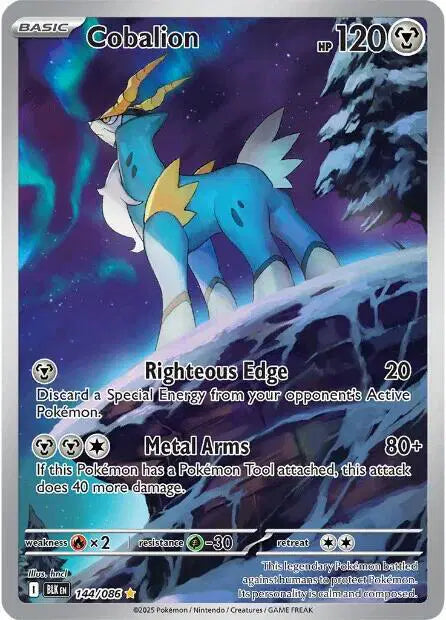 Near Mint 2025 Pokémon Cobalion Illustration Rare – Black Bolt #144/086