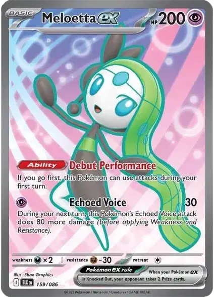 Near Mint 2025 Pokémon Meloetta ex Secret Rare – Black Bolt #159/086 | Basic Psychic/Normal-Type TCG Card