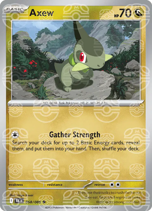 Near Mint 2025 Pokémon Axew (Master Ball Pattern)) – Black Bolt #068/086