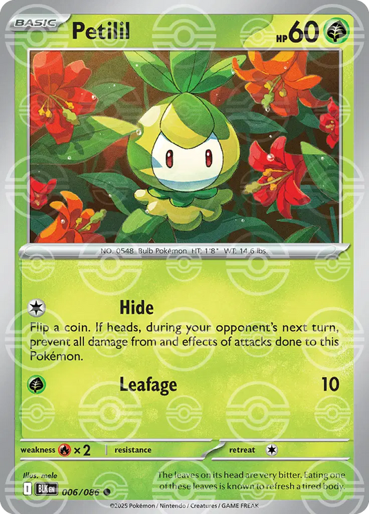 Near Mint 2025 Pokémon Petilil (Poké Ball Pattern) – Black Bolt #006/086