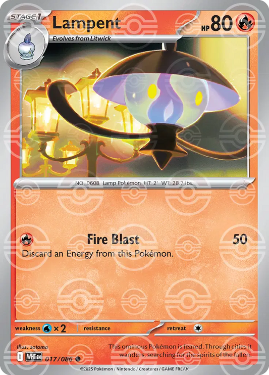 Near Mint 2025 Lampent (Poke Ball Pattern) – White Flare #017/086