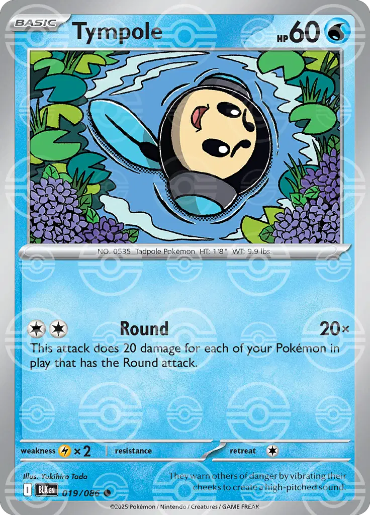 Near Mint 2025 Pokémon Tympole (Poké Ball Pattern) – Black Bolt #019/086