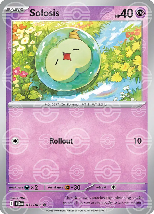 Near Mint 2025 Pokemon Solosis (Poke Ball Pattern) – Black Bolt #037/086
