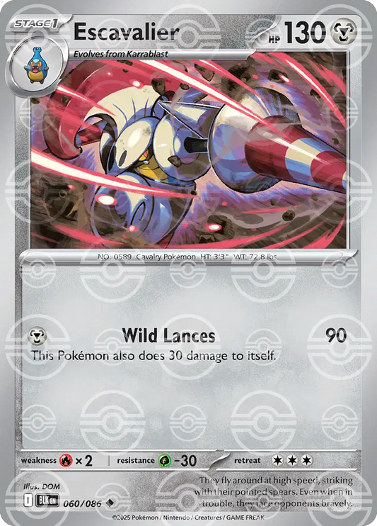 Near Mint 2025 Pokemon Escavalier (Poke Ball Pattern) – White Flare #060/086
