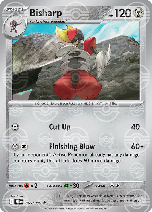 Near Mint 2025 Pokémon Bisharp (Poké Ball Pattern) – Black Bolt #065/086