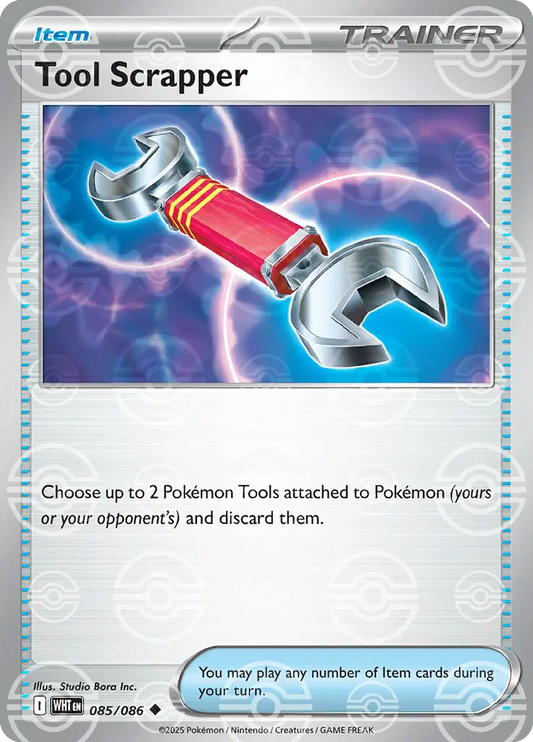 Near Mint 2025 Pokemon Tool Scrapper (Poke Ball Pattern) – White Flare #085/086