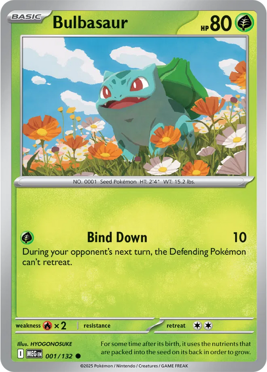 🌱✨ Near Mint 2025 Pokémon Bulbasaur – Mega Evolutions #001/132 🌱✨