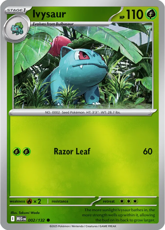 ✨🌿💚 Near Mint 2025 Pokémon Ivysaur Reverse Holo – Mega Evolutions #002/132 ✨🌿💚