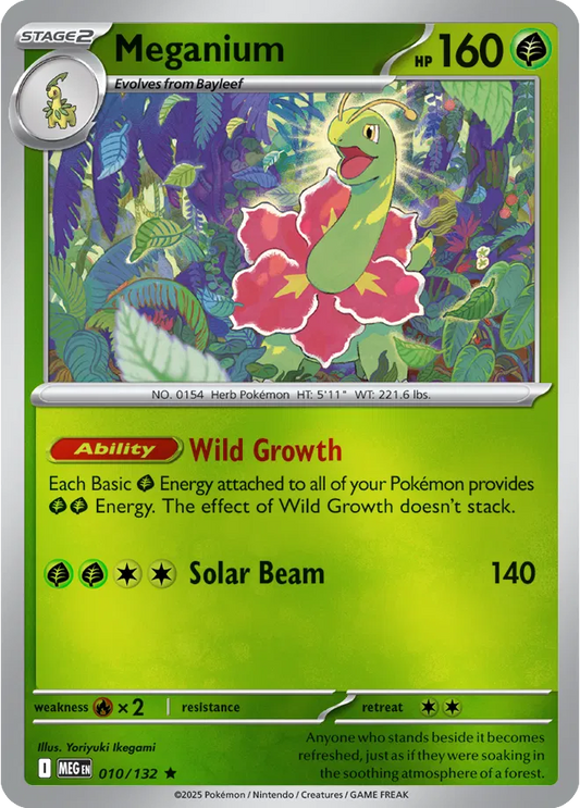 ✨🌿🌸 Near Mint 2025 Pokémon Meganium Reverse Holo – Mega Evolutions #010/132 ✨🌿🌸