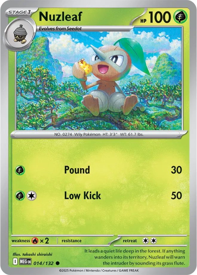 🌿🌀 Near Mint 2025 Pokémon Nuzleaf – Mega Evolutions #014/132 🌿🌀