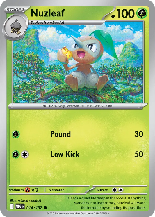 🌿🌀 Near Mint 2025 Pokémon Nuzleaf – Mega Evolutions #014/132 🌿🌀