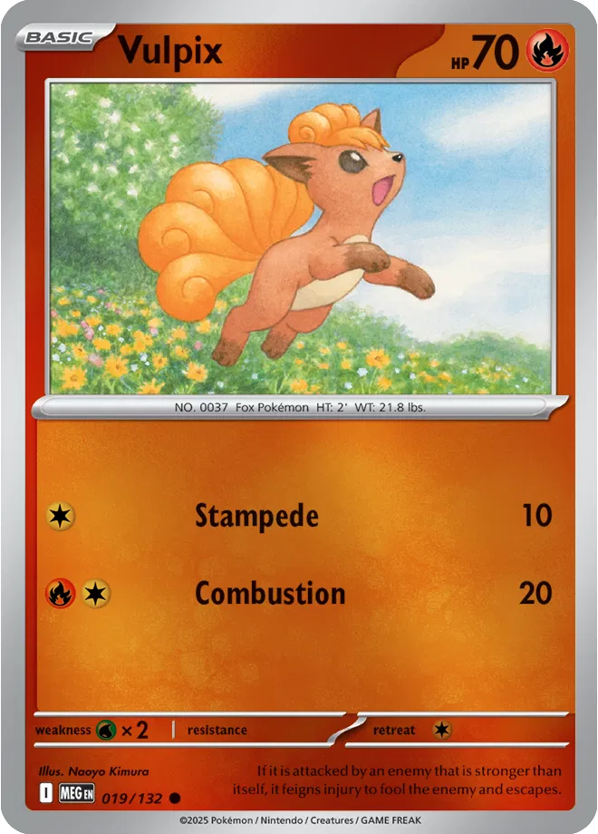 ✨ Near Mint 2025 Pokémon Vulpix Reverse Holo – Mega Evolutions #019/132 ✨