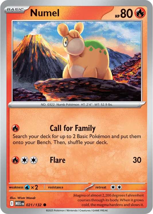 🌋 Near Mint 2025 Pokémon Numel – Mega Evolutions #021/132 🌋