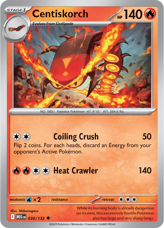 🐉🔥 Near Mint 2025 Pokémon Centiskorch – Mega Evolutions #030/132 🐉🔥