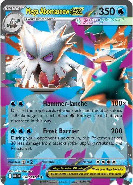 Near Mint 2025 Pokémon Mega Abomasnow ex – Mega Evolutions #036/132